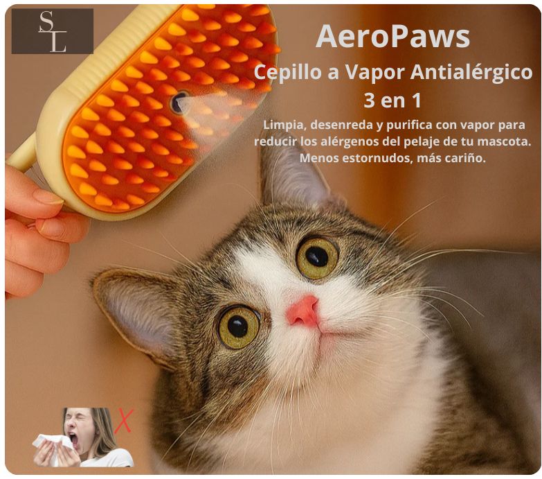 AeroPaws - Cepillo de vapor antialérgico para mascotas