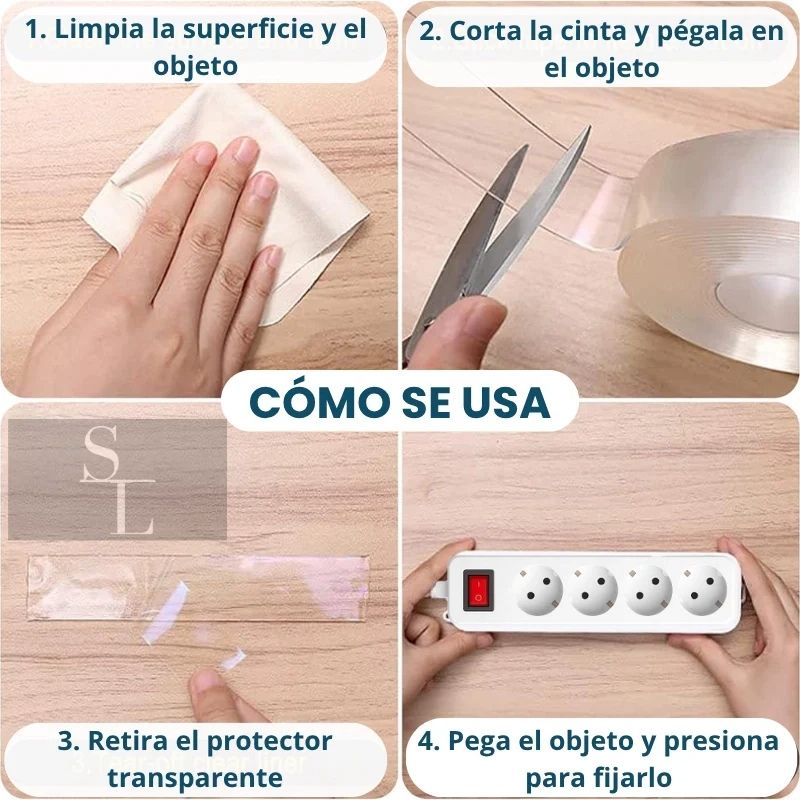 Cinta Doble Contacto Transparente 2mts